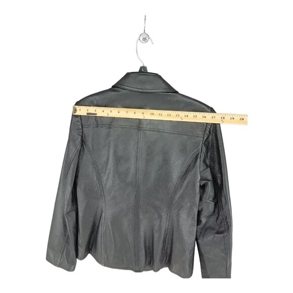 Vintage Leather Jacket Blazer Womens Black Small 90's - Picture 5 of 9